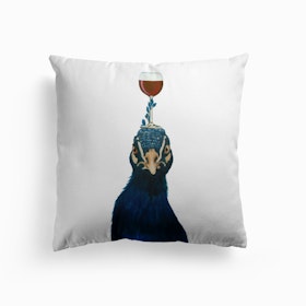 Peacock With Wineglass Cushion